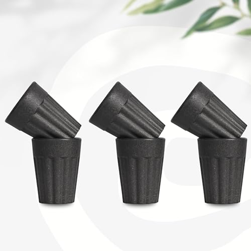 Image of Set of 6 Eco-Friendly Cutting Chai Cups | 100ml Reusable Coffee & Tea Cups | Rice Husk & Bamboo Fiber | Microwave & Dishwasher Safe | Hot & Cold Beverages (Charcol Color)