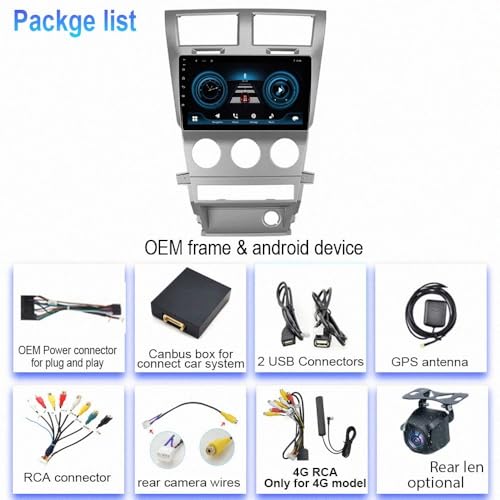 Radio coche 2 DIN con pantalla HD y cámara trasera para Dodge Nitro 7