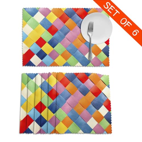 Sets de table polyester lavables 30x45cm tapis de table cuisine anti-tache - 5