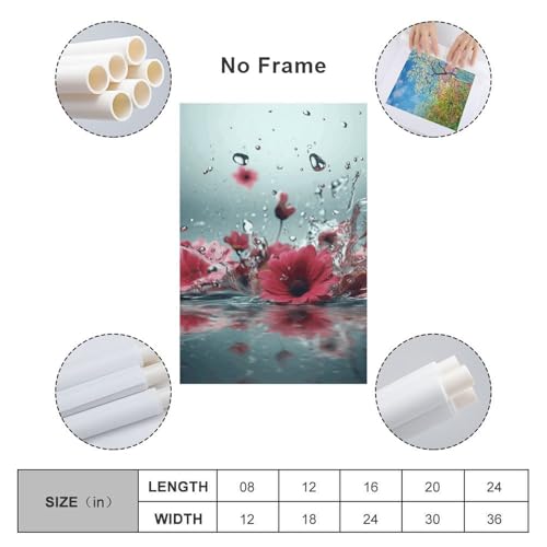 Impression sur toile design floral tombant dans l'eau tableau moderne