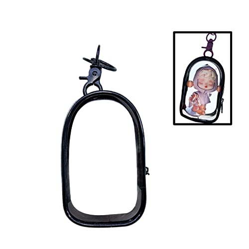 Clear Display Case Keychain For Blind Box Doll Mini Figures, Portable Black Doll Storage Case Hanging Bag With Zipper Closure Keychain Charms Suitable For Collectibles Action Figures Pop Mart #TOP24