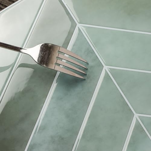 Image of Stick Tiles Peel and Stick Backsplash of 11.4 inch X 9 inch - 3D Adhesive Peel and Stick Wall Tile for Kitchen, Bathroom, Living Room, etc. (5, Mint Green)