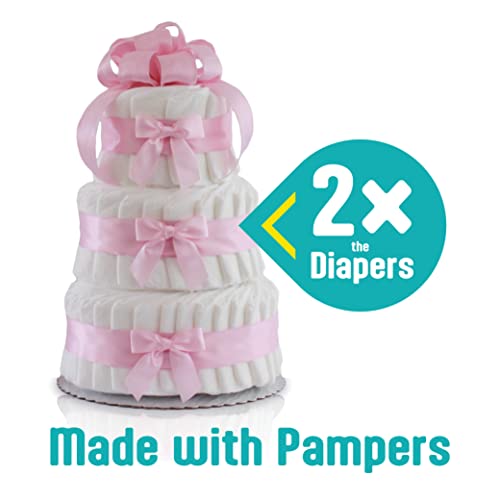 Classic Pastel Baby Shower Diaper Cake (3 Tier, Pink) - Thumbnail 2