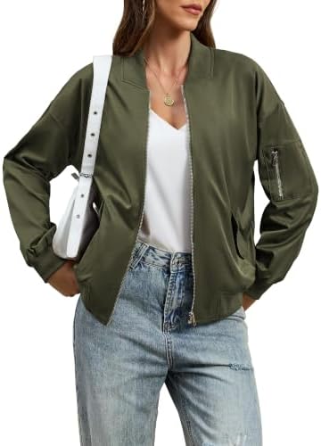 Toplop Bomberjacke Damen Übergangsjacke Leichte Blouson mit Taschen | Lässige Damen Übergangsjacke mit Reißverschluss & Taschen. Leicht, Winddicht & Ideal für Frühling & Herbst.