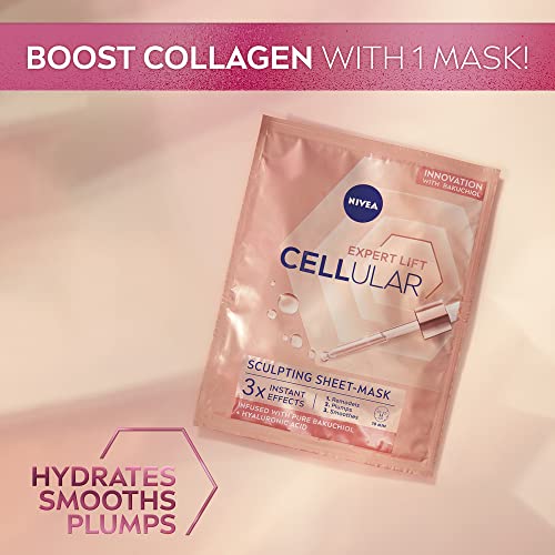 NIVEA Cellular Expert Lift Pure Bakuchiol Sculpting Face Sheet Mask (1pc), Wrinkle-Reducing Face Mask Firms and Improves Texture, Cleansing Face Mask with Hyaluronic Acid - Image 2