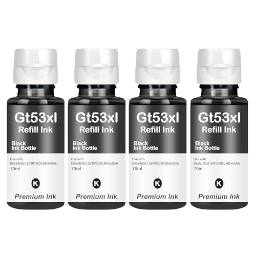 Image of Duplex DTC Refill Ink GT53XL Compatible for HP Ink Tank 115 310 315 319 410 415 416 419 455 500 515 520 525 530 589 615 750 790 670 GT5810 (GT53XL Black Ink 4 Pcs)