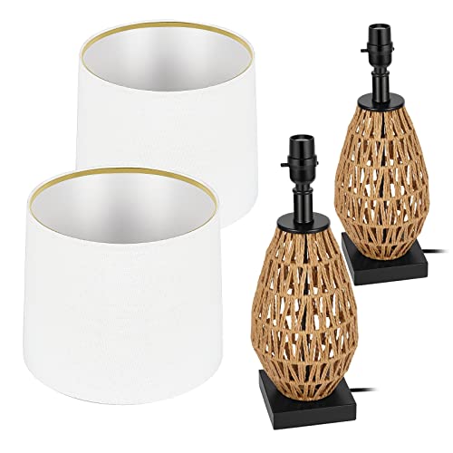 Tpamswo Coastal Table Lamps Set Of 2, Retro Rattan Woven 22.75" Bedside Lamp, For Bedroom Living Room Home Office Desk Nightstand Table Lamp #TOP4