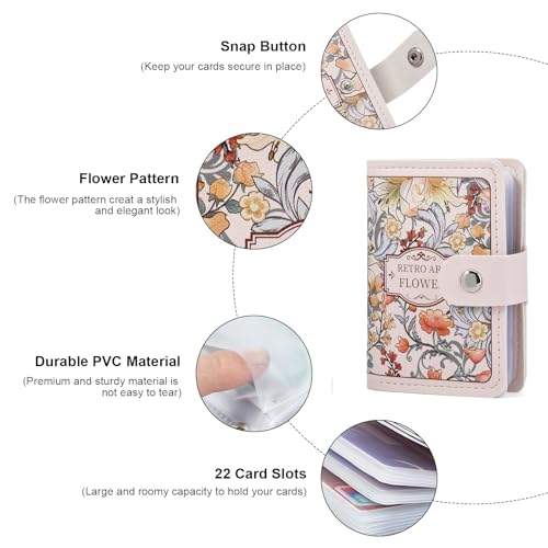 Image of RNIEGA Card Holder for Women Small Womens Wallet Vegan Leather RFID Blocking Transparent Card Case with 22 Slots