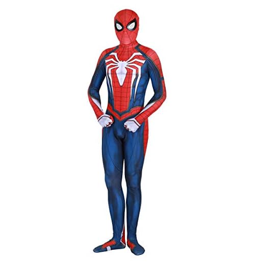 Leezeshaw Vuxna barn superhjälte spindel PS4-dräkter, unisex 3D spindelmannen PS4 lycra Unitard Bodysuit Halloween maskeraddräkt
