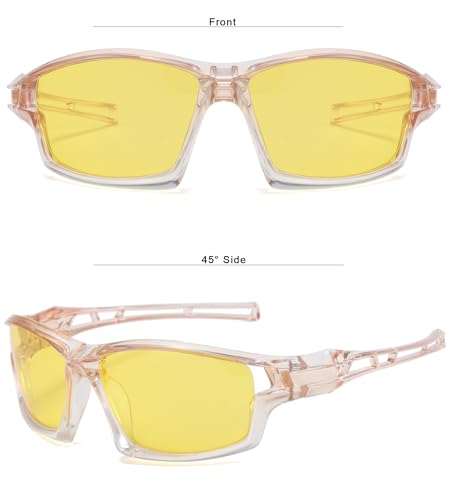 Long Keeper Polarized Night Vision Sunglasses Night Driving Glasses for Men Women Wrap Around Yellow Lens Cycling Sun Glasses2