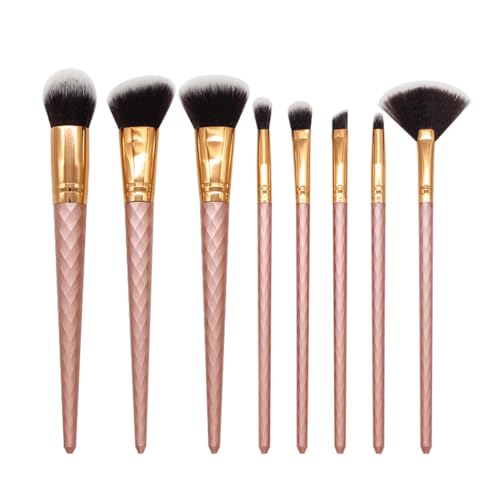 Set de 8 brochas de maquillaje con mango de diamante para polvos y ojos