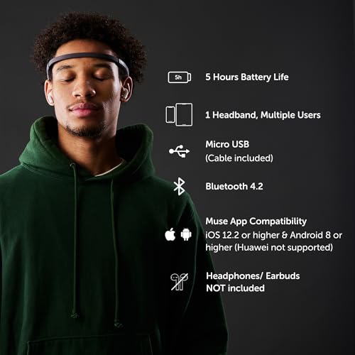 muse 2 the brain sensing headband - eeg muse headband meditation tracker and monitor - multi sensor biofeedback devices for home use with responsive sound feedback guidance - neurofeedback devices