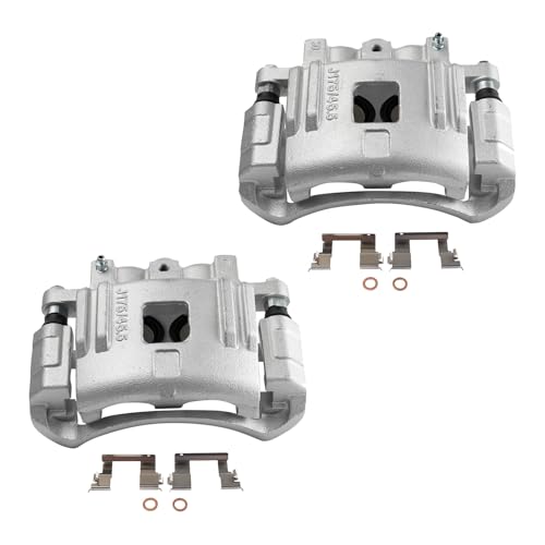 Image of TRQ Front Brake Caliper Set Zinc Coated Brackets Compatible with 2004-2008 Chevrolet Colorado 2004-2008 GMC Canyon 2006 Isuzu i-280 i-350 2007-2008 i-290 i-370