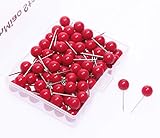 AnMiao Star 100pcs Map Tacks Push Pins 1/4 Inch Diameter Plastic Round Head and Steel Needle Points,Used for Marking Variety DIY Craft Office and Home on Map,Bulletin Board or Cork boards （Red）