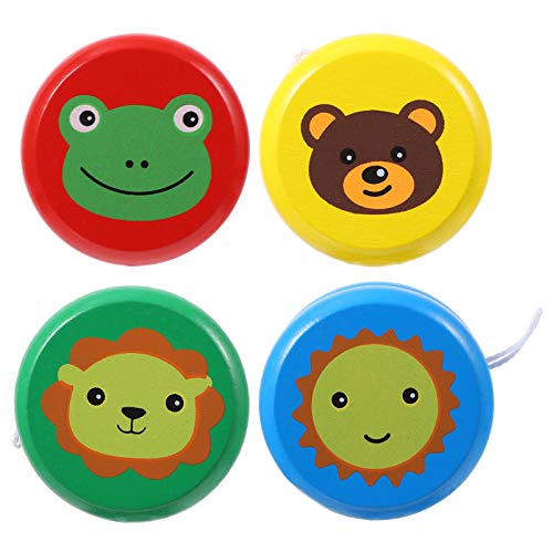 Toyvian 4pcs Wooden Yoyo Ball for Creative Educational Finger Yoyo Safe Natural Portable Fun for Enhances Motor Skills and Wrist Strength Random Color