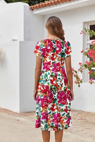 Image of ZEAGOO Womens Casual Dresses for Summer Short Sleeve Flare Midi Dress Loose Flowy Beach Sundress