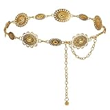 JASGOOD Western Metal Concho Belt for Women Boho Chain Belt Cowgirl Waist Belts for Women Dress Pants