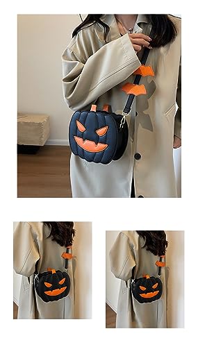 2023 Halloween PU Leather Trick or Treat Purses Women Pumpkin Shoulder Bag Novelty Devil Crossbody Purse3