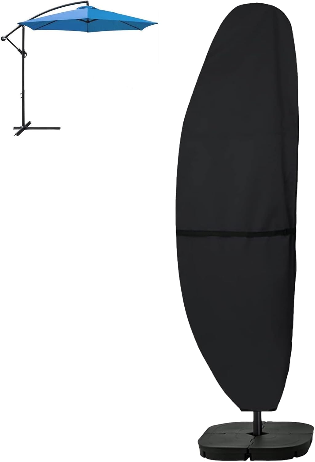 90'' Patio Umbrella Parasol Cover Fits Cantilever Offset Umbrella 7.5-11.5 Feet, Heavy Duty 600D Waterproof Outdoor Offset Banana Style Umbrella Cover