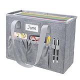abcxgood Desktop File Organizer Box,Collapsible Hanging Filing Box,Home Office Document Storage Organizer with Front Pocket and Handles, Letter Size Folder.