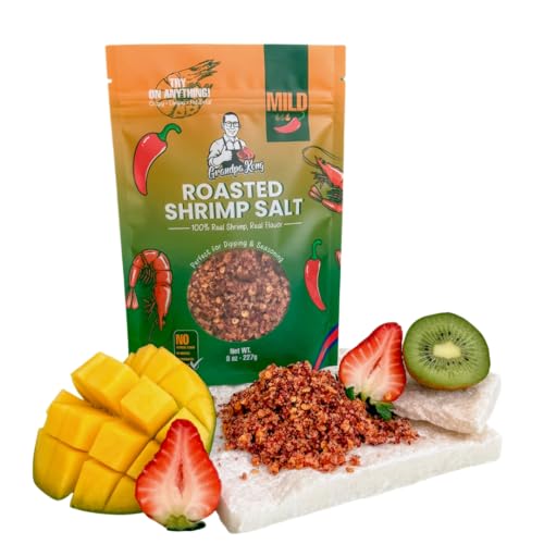 GrandpaKong Roasted Shrimp & Chili Salt (MILD) – All-Purpose Crunchy Seafood Seasoning, Light Heat Cambodian Roasted Salt Powder, Real Shrimp Umami, Perfect Topping for Rice, Noodles, Seafood, Fruits & Snacks – 8 oz Bag