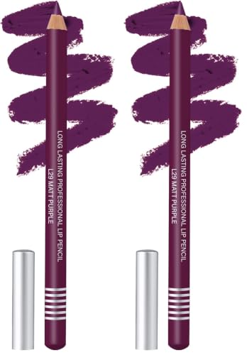 Image of Colors Queen Lip Liner Pencil | Long Lasting & Waterproof Formula | Matte Lip Liner Pencil for Women (L-29, Matte Purple) (Pack of 2)