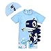 Bambini Costumi da Bagno + Cappello, Manica Corta Sunsuit Costume Tuta UPF 50+ Protezione UV Beachwear Spiaggia Piscina Fare il bagno Neonati 1-2 anni