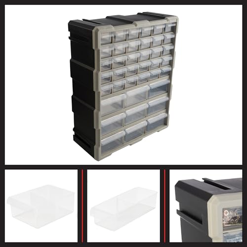Stalwart 39-Drawer Plastic Small Parts Organizer - Desktop or Wall Storage Drawers for Organizing Hardware, Crafts, Garage, or Classroom (Black) thumbnail 8