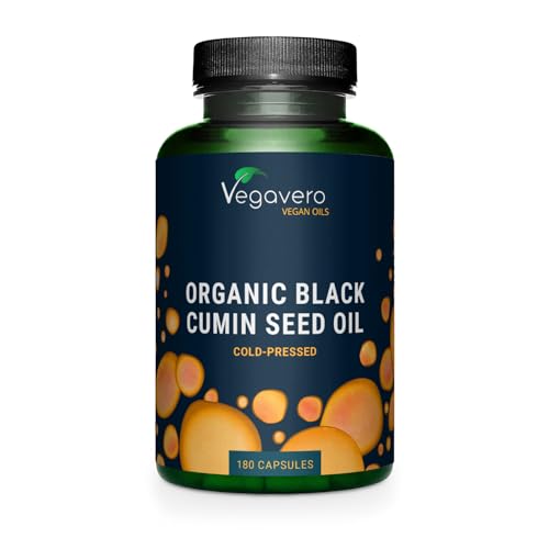 Vegavero Organic Black Cumin Seed Oil 1000 mg | Cold Pressed | 180 Capsules | Nigella Sativa | High Strength Thymoquinone & Linoleic Acid | NO Additives | Vegan | Added Vitamin E