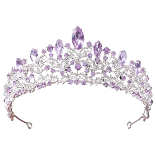 Tiaras de corona for mujer con estrás lila para regalar en cumpleaños