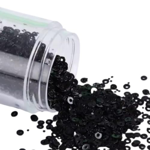 Flat Round Loose Sequins Paillette for Nail Art Craft Slime Decorations (Black, 3mm)