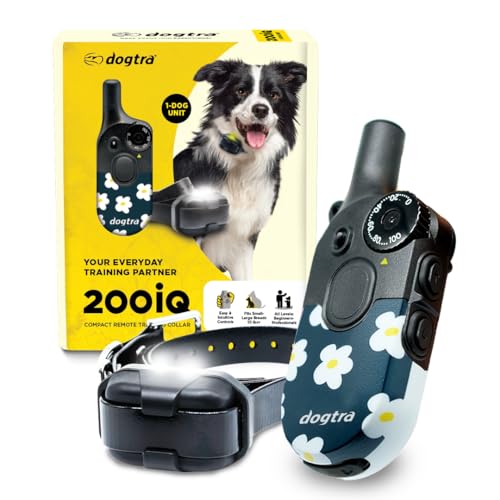 Image of Dogtra 200iQ Remote Training E Collar - 100 Levels, Tone, Vibration, 1 /2 Mile Range - Compact, Waterproof, One-Handed Control for Dogs 10 lbs+ - Lightweight Design for Daily Training - Flower Power