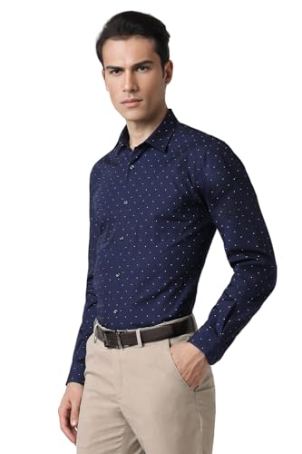 Peter England Men's Cotton Slim Fit Ditsy Printed Full Sleeve Shirt