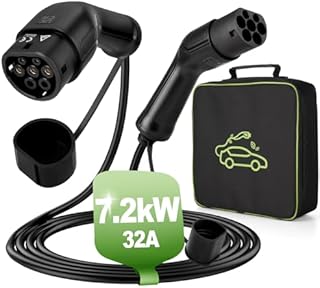 Type 2 Charging Cable 7.2kW 32A Single-phase 5M EV Charger Model 3 EV Charging Cable with Free Carry Bag EV Charger Type 2 Black