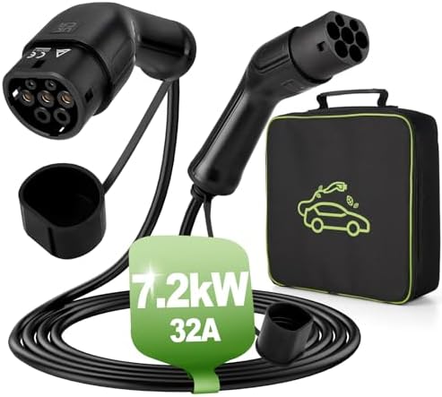 Type 2 Charging Cable 7.2kW 32A Single-phase 5M EV Charger Model 3 EV Charging Cable with Free Carry Bag EV Charger Type 2 Black
