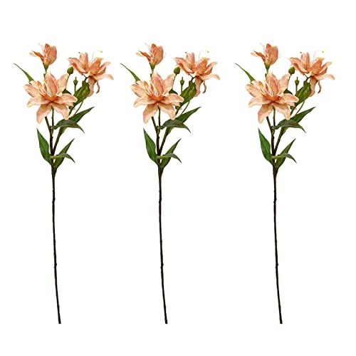 MODUDY Künstliche Lilie mit langen Stielen, 3 Köpfen, 70 cm, 3 künstliche Lilien, künstliche Blumen, echte Haptik, Blumenarrangements Cover