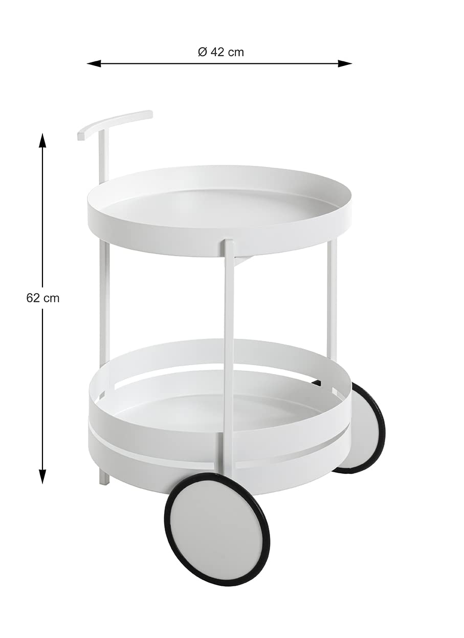 HAKU Carro de Servicio Blanco, Blanco, Metal, Metal - Dim.: AL 62 cm x Ø 42 cm, Estilo: Moderno