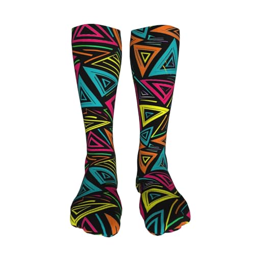 Colorful Triangles Compression Socks for Kids Boys Girls, Knee High Soccer Socks Long Tube Funny Gifts for Running Sports Travel 19.8in3