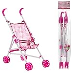 Passeggino per Bambole con Cappottina Pieghevole Metallo Plastica Carrozzina Richiudibile ...