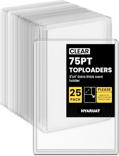 HYARUAT 75pt Top Loaders for Cards 3x4 Extra Thick Holder with Protective Film Toploader Card Protectors Hard Plastic 25-Count