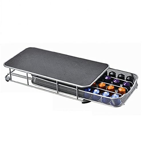 Hobby Tech Support Dosettes Tiroir en Acier pour 40 Capsules Compatible Nespresso Présentoir et Distributeur Rangement de Porte-Capsules (Gris/Noir) Cover