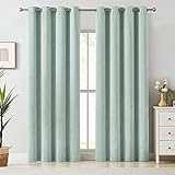 Melodieux Elegant Cotton Window Blackout Curtains Thermal Insulated Grommet Top (1 Panel, 52 by 84 Inch, Blue)