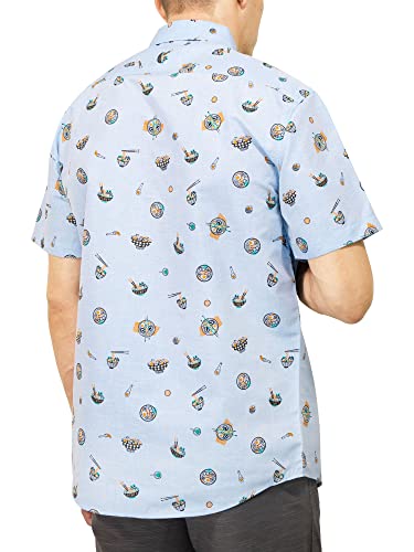 Visive Mens Ramen Bowl Noodles Short Sleeve Button Down Shirts Big And Tall Casual Summer Dress Shirt For Men Blue Ramen L #TOP1