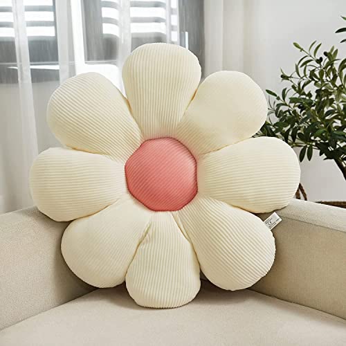 Flower Pillow Cute And Comfortable Floor Cushions Soft Plant Pillows Preppy Aesthetic Room Decor For Couch,Sofa,Chair(White,21.5") #TOP29