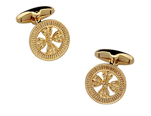 Gemelolandia Gemelolandia | Gemelos de Camisa Cruz de Calatrava Redondo Dorado 17mm Gemelos Originales Para Camisas | Para Hombres y Niños | Regalos Para Bodas, Comuniones, Bautizos y Otros Eventos