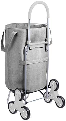 Amazon Basics Stair Climber Rolling Laundry Hamper Converts into Dolly, 38 inch Handle Height, Grey