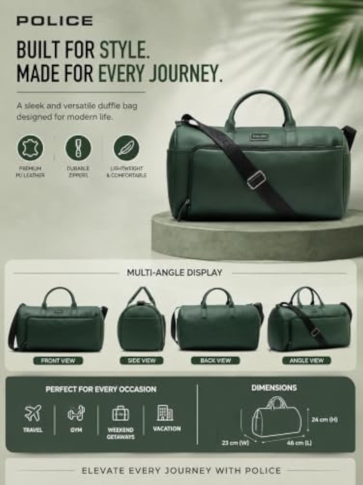 Premium Duffle Bag for Travel & Gym, 40L Capacity