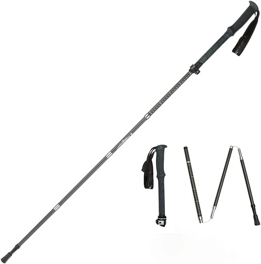 Collapsible Trekking Poles for Hiking, Carbon Fiber Trekking Sticks with Extra-Articular Lock Handle for Men and Women. (Color : Gray)