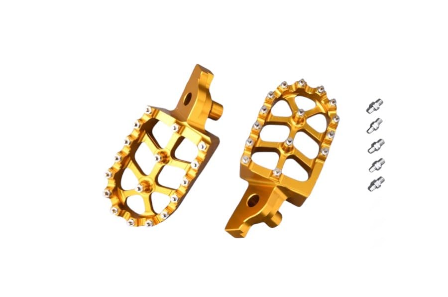 avdb-moto Reposapies Cross/Enduro Compatible con SUZUKI RMZ250 / RM-Z250 2007-2008, RMZ250 / RM-Z250 2009, RMZ450 / RM-Z450 2005-2007 en Aluminio Izquierdo + Derecho (Dorado)