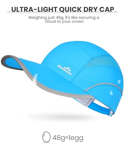 Image of GXCROR Quick-Dry Running Hat for Men & Women - UPF 50+ Breathable Mesh, Reflective Sports Cap for Outdoor, Hiking